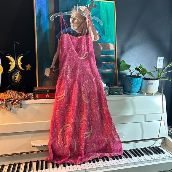 Jacob Pink Y2K Paisley Midi Dress 9/10 - Picture 14 of 16